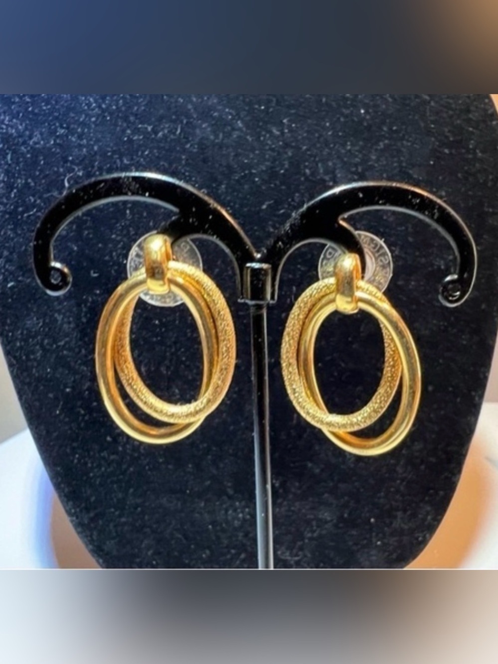 Premier Designs “Cashmere Too” Earrings – Gold-Plated Double Hoop Post EUC #167 - Picture 2 of 4